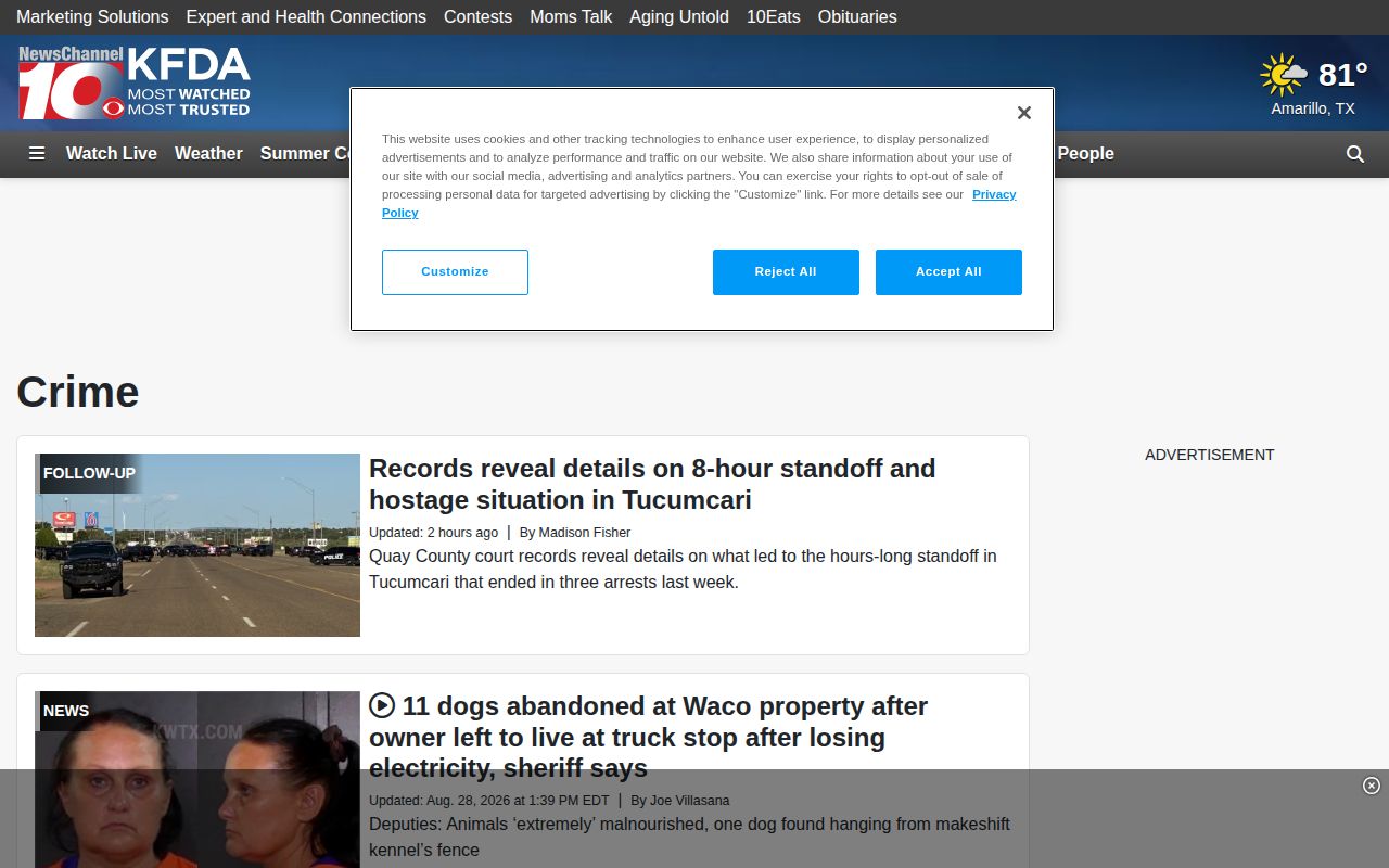 NewsChannel 10 crime section covering Deaf Smith County and Hereford arrest news